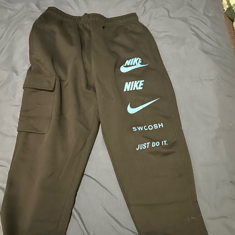 Nike men’s Black Cargo Joggers with Blue Accents